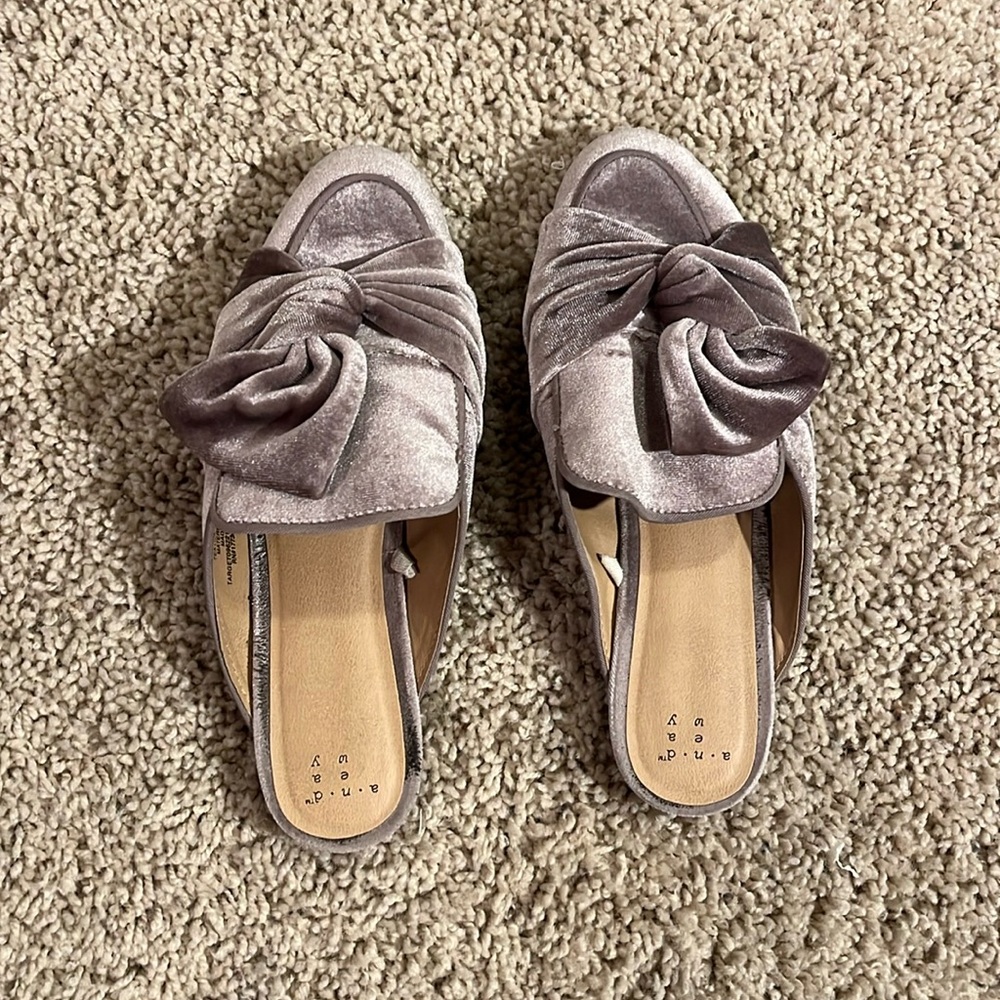 A new day slip on purple velvet loafers